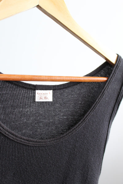 rib knit ash black tank