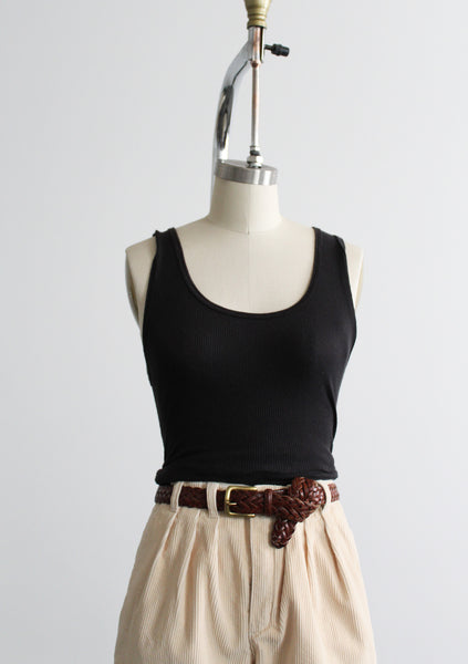 rib knit ash black tank