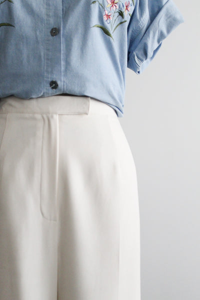 parchment silk trousers
