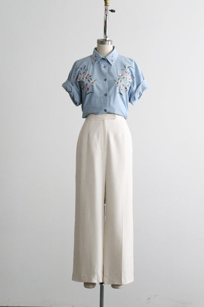 parchment silk trousers