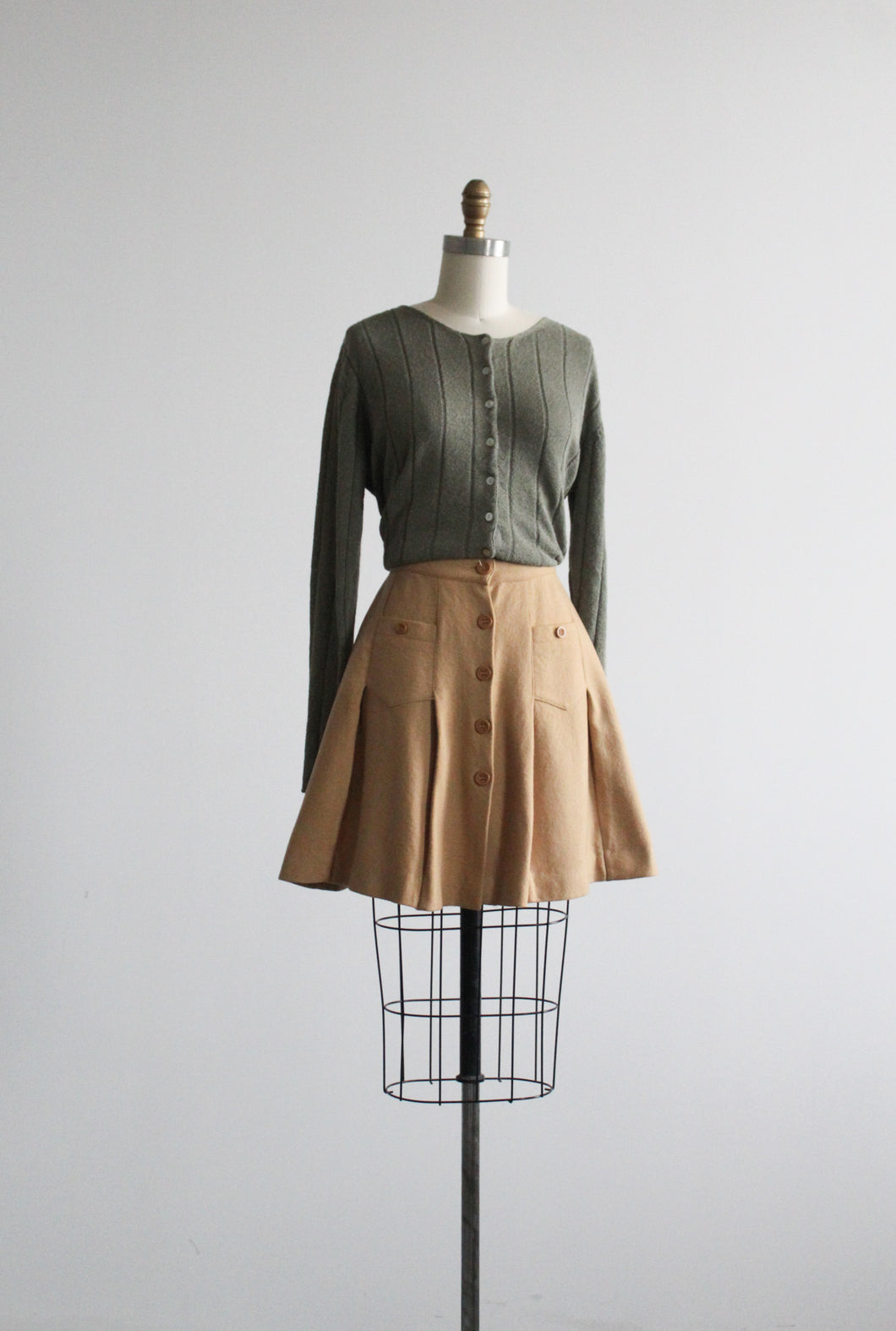 camel wool mini skirt