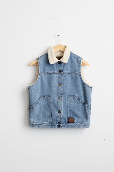 sherpa denim vest