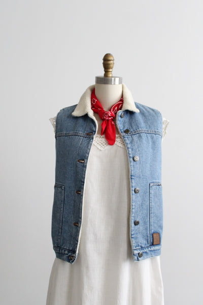 sherpa denim vest