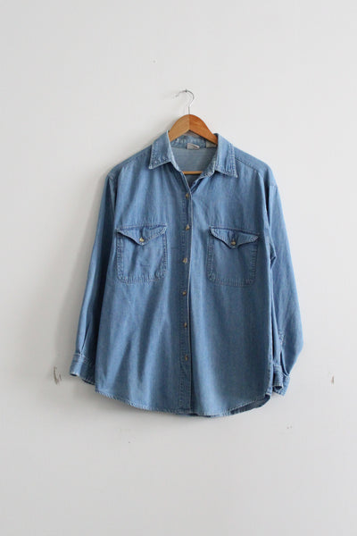 distressed hudson falls denim work shirt