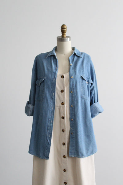 distressed hudson falls denim work shirt