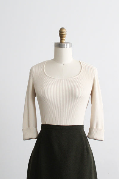 bone rib knit silk tee (xs/s)
