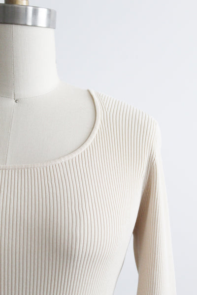 bone rib knit silk tee (xs/s)