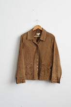 embossed floral suede jacket