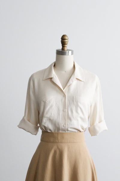 parchment silk button up