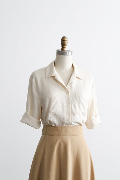 parchment silk button up