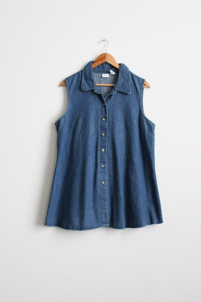 sleeveless denim tunic
