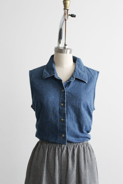 sleeveless denim tunic