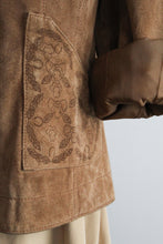 embossed floral suede jacket