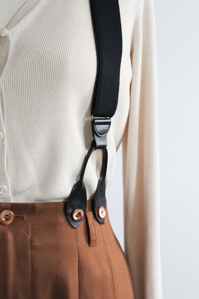 tobacco silk suspender trousers
