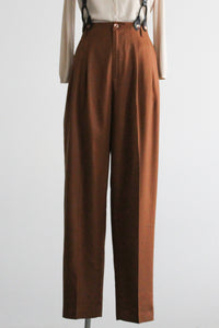 tobacco silk suspender trousers