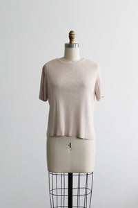 putty pink silk knit tee