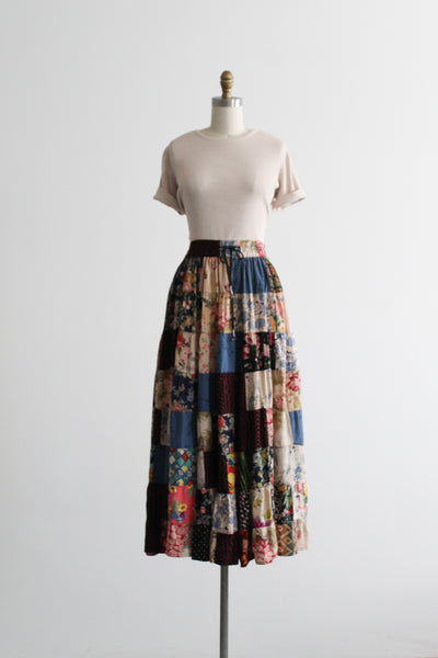 patchwork maxi skirt