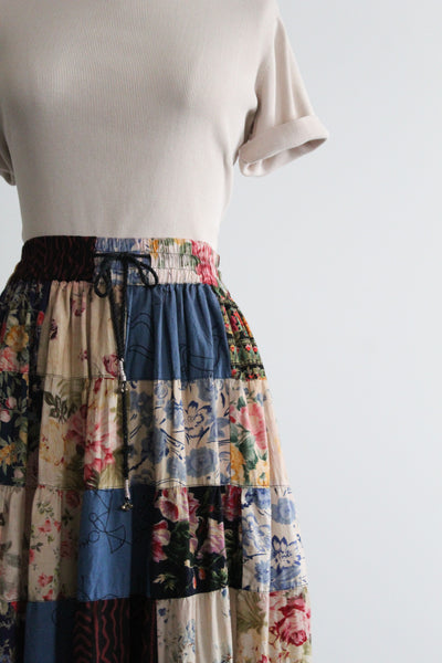 patchwork maxi skirt