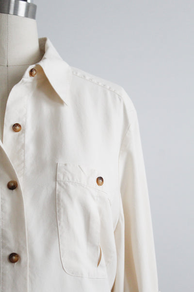 ivory silk button up