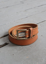 seed stitch honey leather belt