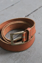 seed stitch honey leather belt