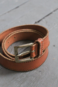 seed stitch honey leather belt