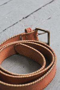 seed stitch honey leather belt