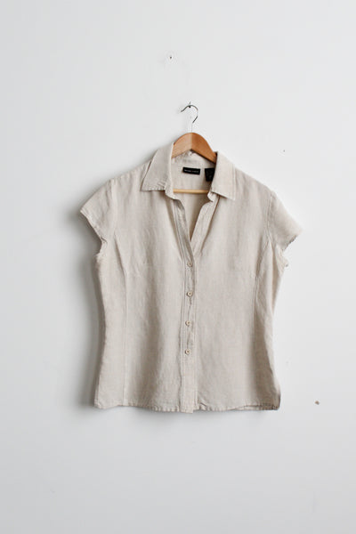 oat linen button up