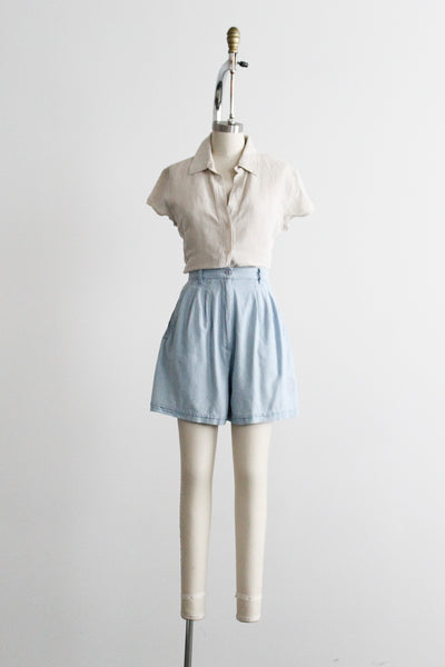 high waisted chambray shorts