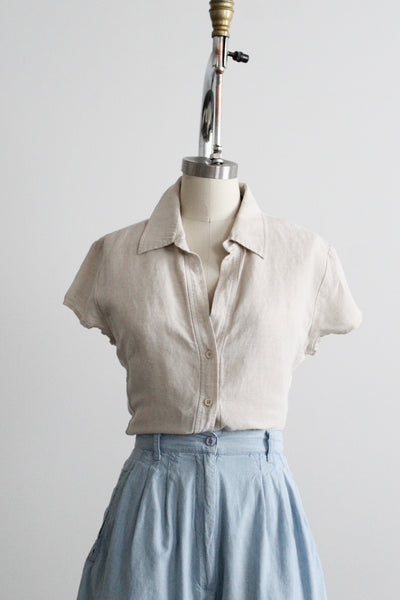 oat linen button up