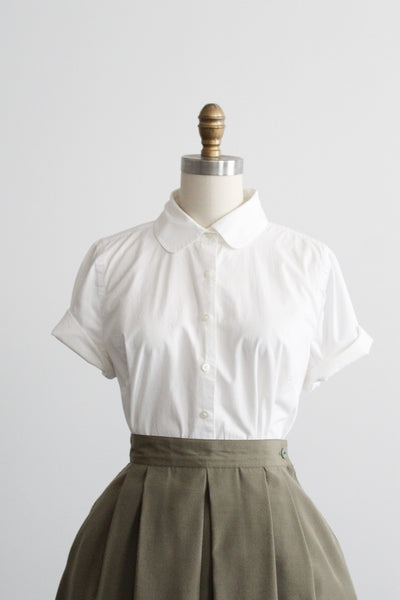 peter pan collar cotton blouse