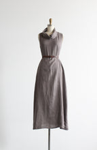 dove gray linen cowl-neck dress