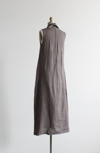 dove gray linen cowl-neck dress