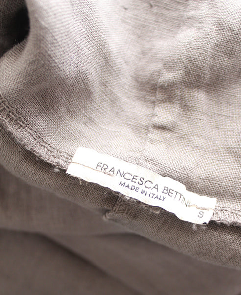 dove gray linen cowl-neck dress