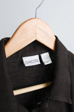boxy espresso linen button up