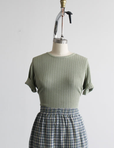 basil leaf silk rib knit tee