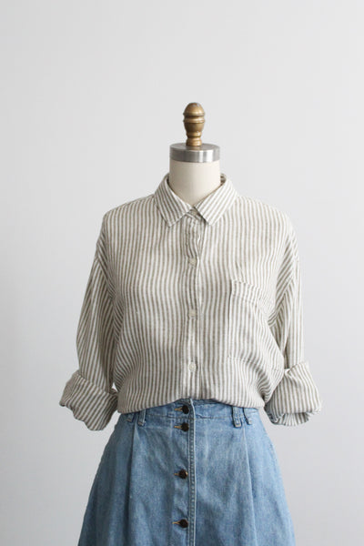 striped oxford button up