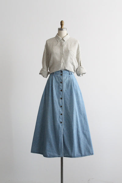 sunfaded denim maxi skirt