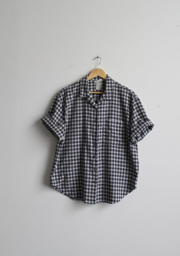 black & white gingham button up
