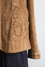 embossed floral suede jacket