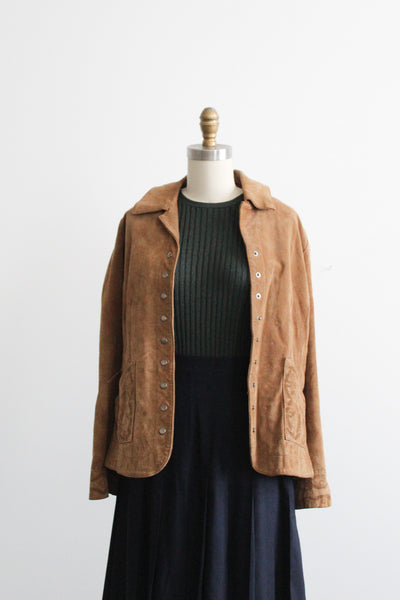 embossed floral suede jacket