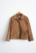 embossed floral suede jacket