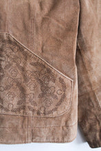 embossed floral suede jacket