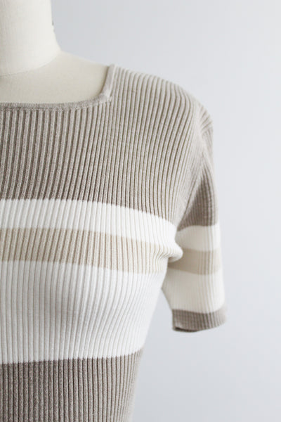 striped silk tee