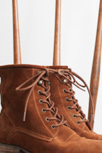 honey suede lace-up boots (sz 6)
