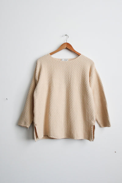 basketweave straw cotton sweater
