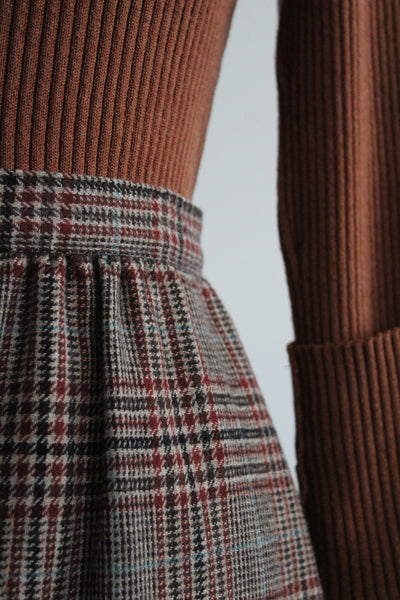 honor roll plaid wool midi skirt