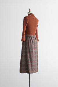 honor roll plaid wool midi skirt