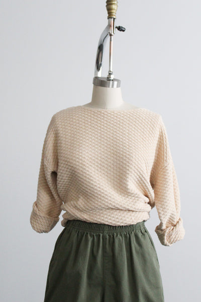 basketweave straw cotton sweater