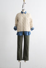 eggshell wool fisherman sweater (s)